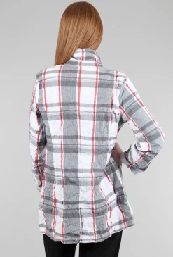 Cheap Evie Lou Perfect Sculpt Boyfriend Jacket, White Plaid
