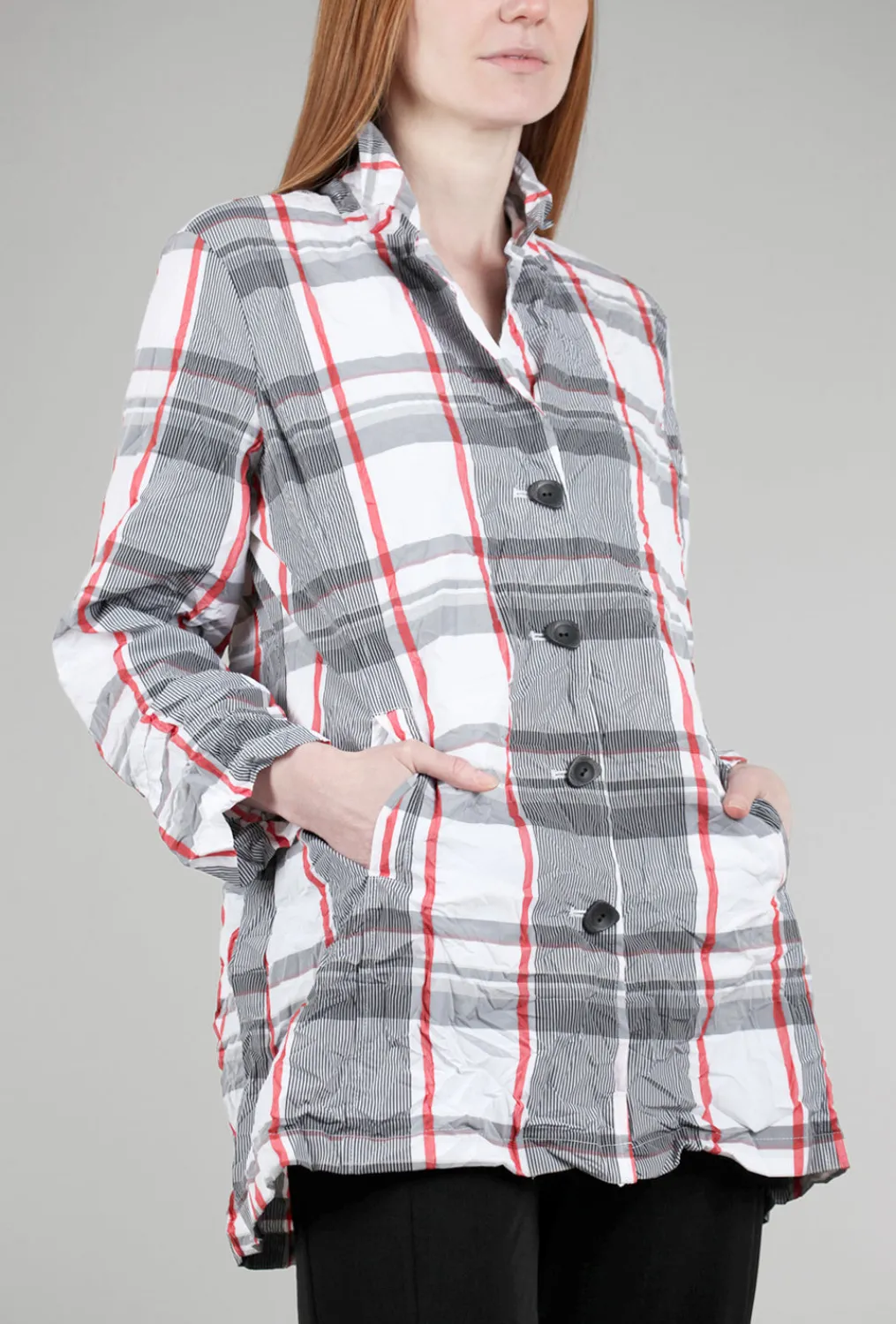Cheap Evie Lou Perfect Sculpt Boyfriend Jacket, White Plaid