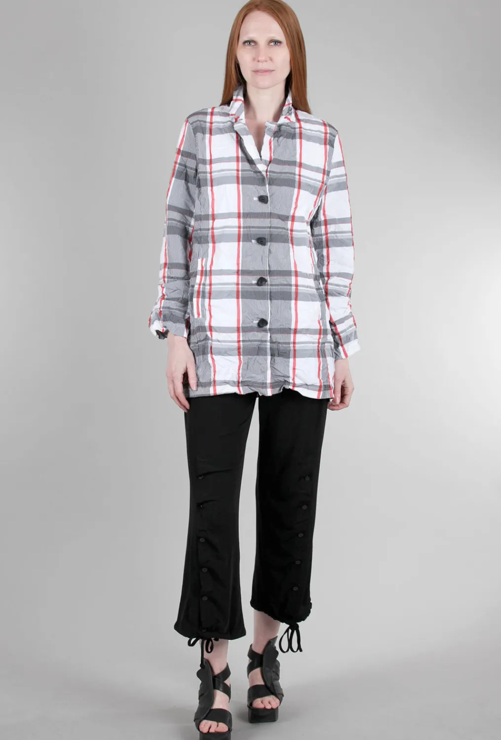Cheap Evie Lou Perfect Sculpt Boyfriend Jacket, White Plaid