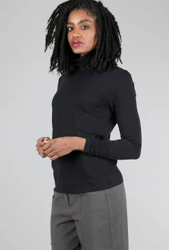 Store Evie Lou Pima Ruched Tneck, Black