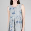 Hot Evie Lou Pleat Details Linen Tank, Gray/Blue