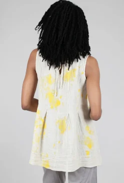 Discount Evie Lou Pleat Details Linen Tank, Beige/Yellow