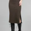 Shop Evie Lou Plush Midi Skirt, Brown