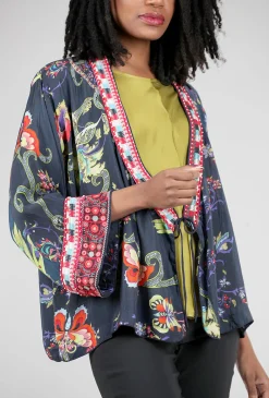 Outlet Evie Lou Pottery Lisa Kimono, Blue Multi