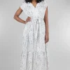 Cheap Evie Lou Printed Tiered Maxi Dress, Blue Dusk