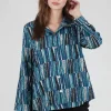 Discount Evie Lou Pucker Weave Retro Shirt, Teal