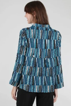 Discount Evie Lou Pucker Weave Retro Shirt, Teal