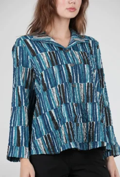 Discount Evie Lou Pucker Weave Retro Shirt, Teal