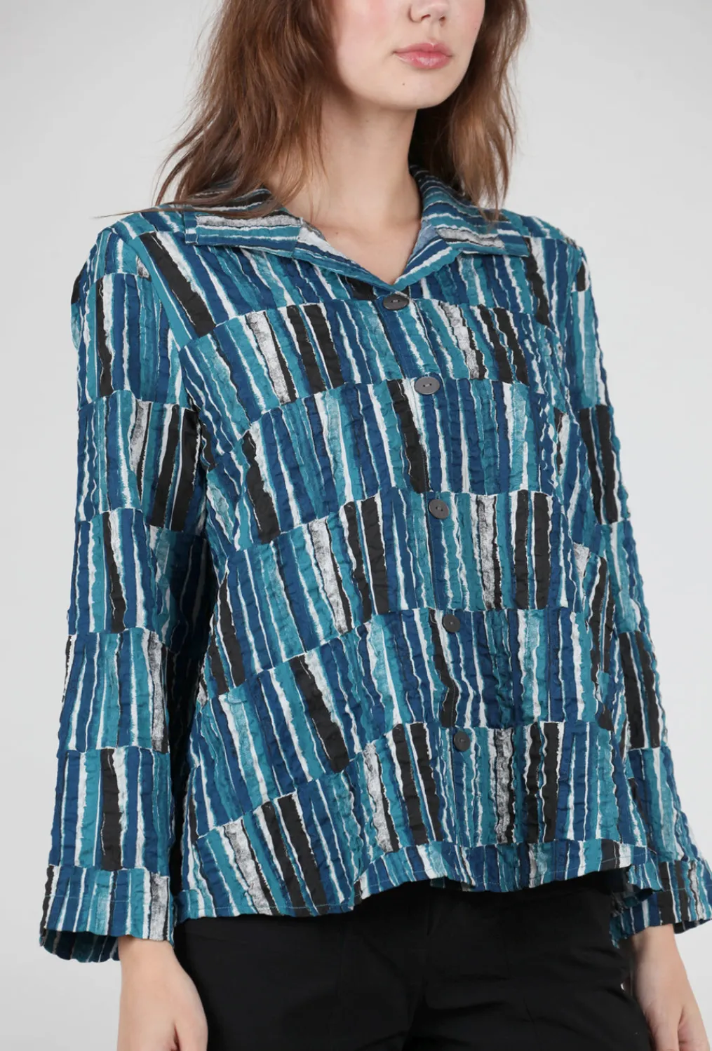 Discount Evie Lou Pucker Weave Retro Shirt, Teal