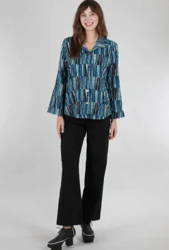 Discount Evie Lou Pucker Weave Retro Shirt, Teal