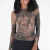 Shop Evie Lou Raw Edge Second Skin Top, Nyc/Cocoa