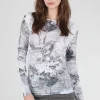Cheap Evie Lou Raw Edge Second Skin Top, Antique Flora/White