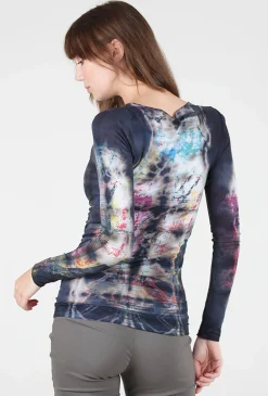 Online Evie Lou Raw Edge Second Skin Top, Mixed Media/Navy Multi
