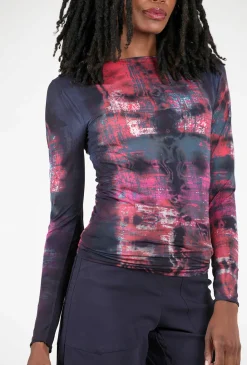 Cheap Evie Lou Raw Edge Second Skin Top, Mixed Media/Red