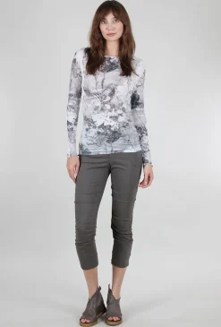 Cheap Evie Lou Raw Edge Second Skin Top, Antique Flora/White