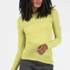 Best Evie Lou Raw Edge Solid Second Skin Top, Golden Lime
