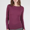 Online Evie Lou Raw Edge Solid Second Skin Top, Merlot