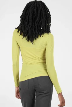 Best Evie Lou Raw Edge Solid Second Skin Top, Golden Lime