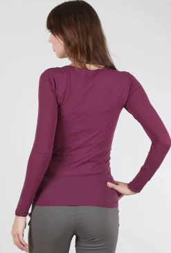 Online Evie Lou Raw Edge Solid Second Skin Top, Merlot