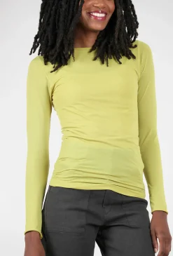 Best Evie Lou Raw Edge Solid Second Skin Top, Golden Lime