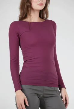 Online Evie Lou Raw Edge Solid Second Skin Top, Merlot