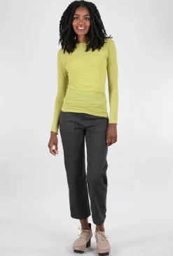 Best Evie Lou Raw Edge Solid Second Skin Top, Golden Lime
