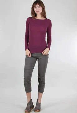 Online Evie Lou Raw Edge Solid Second Skin Top, Merlot