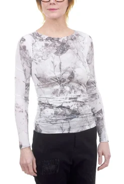 Hot Evie Lou Raw-Edge Second Skin Top, Antique Flora/White
