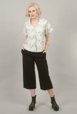 Clearance Evie Lou Rayon Gaucho Pant, Black