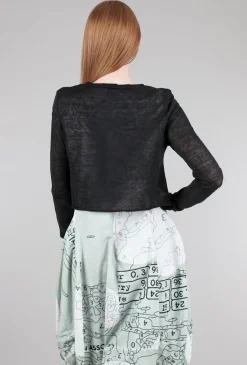 Discount Evie Lou Rbl Linen Knit Crop Cardie, Black