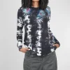 Best Sale Evie Lou Relaxed Insert Cashmere Sweater, Black/Rubine