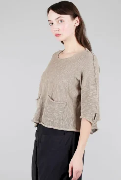 Sale Evie Lou Reverse Pocket Sweater, Taupe
