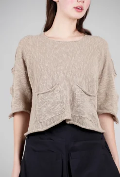 Sale Evie Lou Reverse Pocket Sweater, Taupe