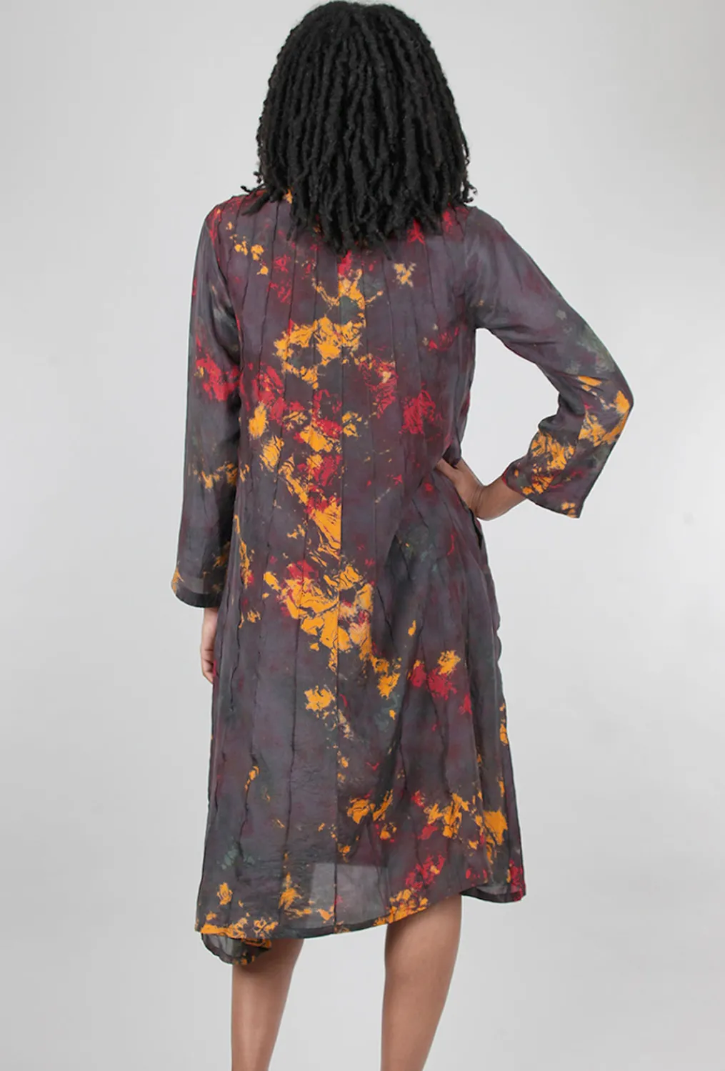Shop Evie Lou Reverse-Dye Silk Dress, Mocha/Mustard