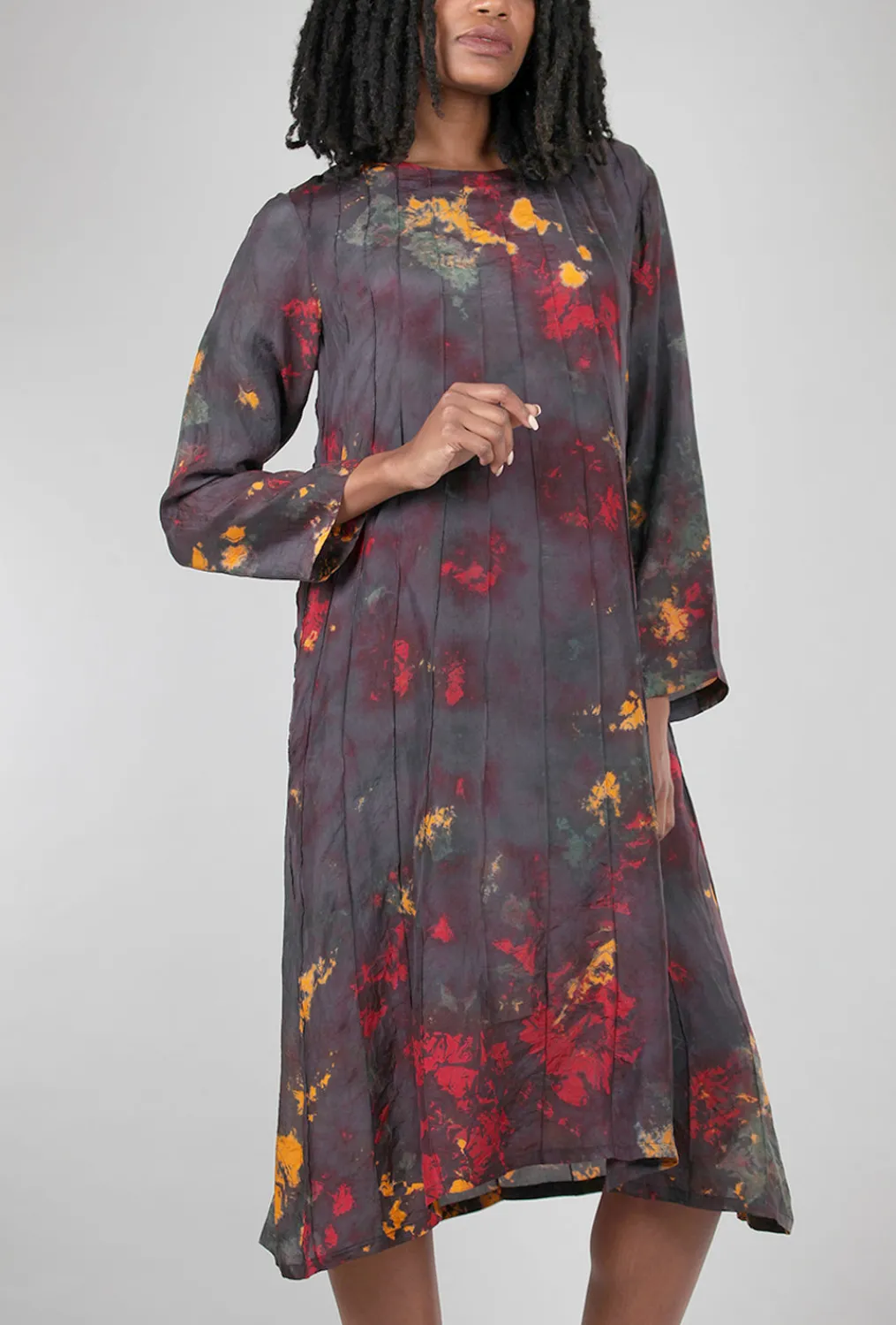 Shop Evie Lou Reverse-Dye Silk Dress, Mocha/Mustard