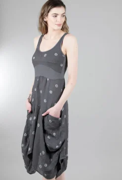 Store Evie Lou Ribbed-Inset Dot Dress, Gray