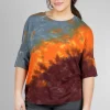 Clearance Evie Lou Rib-Trim Squirt Dye Tee, Melon