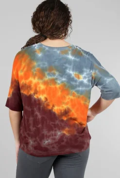 Clearance Evie Lou Rib-Trim Squirt Dye Tee, Melon