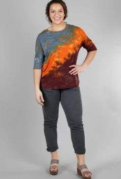 Clearance Evie Lou Rib-Trim Squirt Dye Tee, Melon