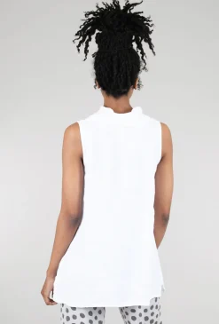 Flash Sale Evie Lou Roll-Neck Linen Tank, White