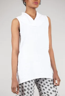 Flash Sale Evie Lou Roll-Neck Linen Tank, White