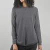 Best Evie Lou Round Hem Cashmere Sweatshirt, Charcoal