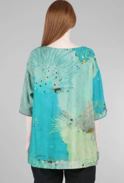 Discount Evie Lou Round Neck Swing Top, Turquoise Multi