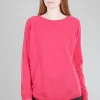 Outlet Evie Lou Round-Hem Cashmere Sweatshirt, Geranium