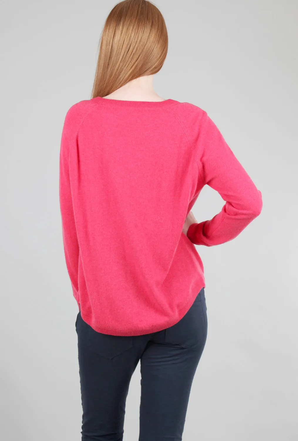 Outlet Evie Lou Round-Hem Cashmere Sweatshirt, Geranium