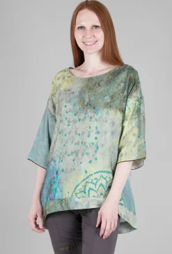 Store Evie Lou Round-Neck Swing Top, Sage/Blue