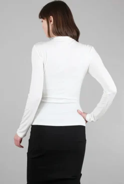 Discount Evie Lou Ruched Mock Slim Top, Off White