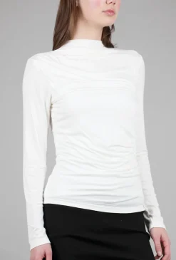 Discount Evie Lou Ruched Mock Slim Top, Off White