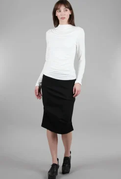 Discount Evie Lou Ruched Mock Slim Top, Off White