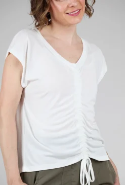 Online Evie Lou Ruched-Front Modal Top, Off-White